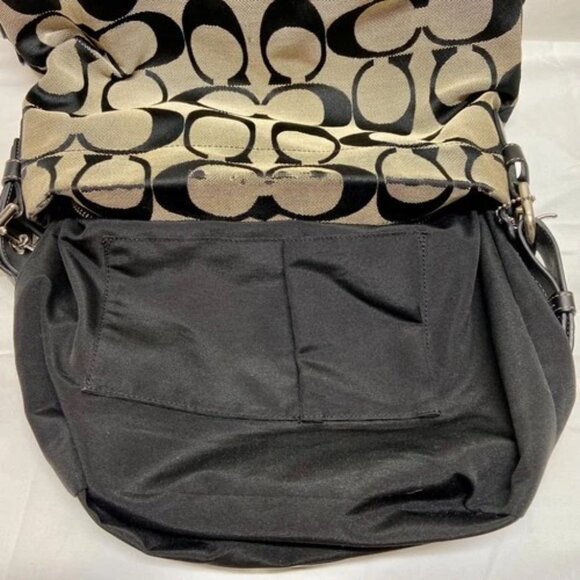 Coach Hobo Shoulderbag F15067 Signature Gray Canvas Black Leather Hand Bag READ - Picture 13 of 16